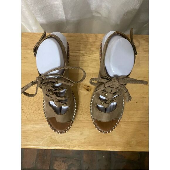 SO suede wedge lace up sandals size 10 - Picture 9 of 9